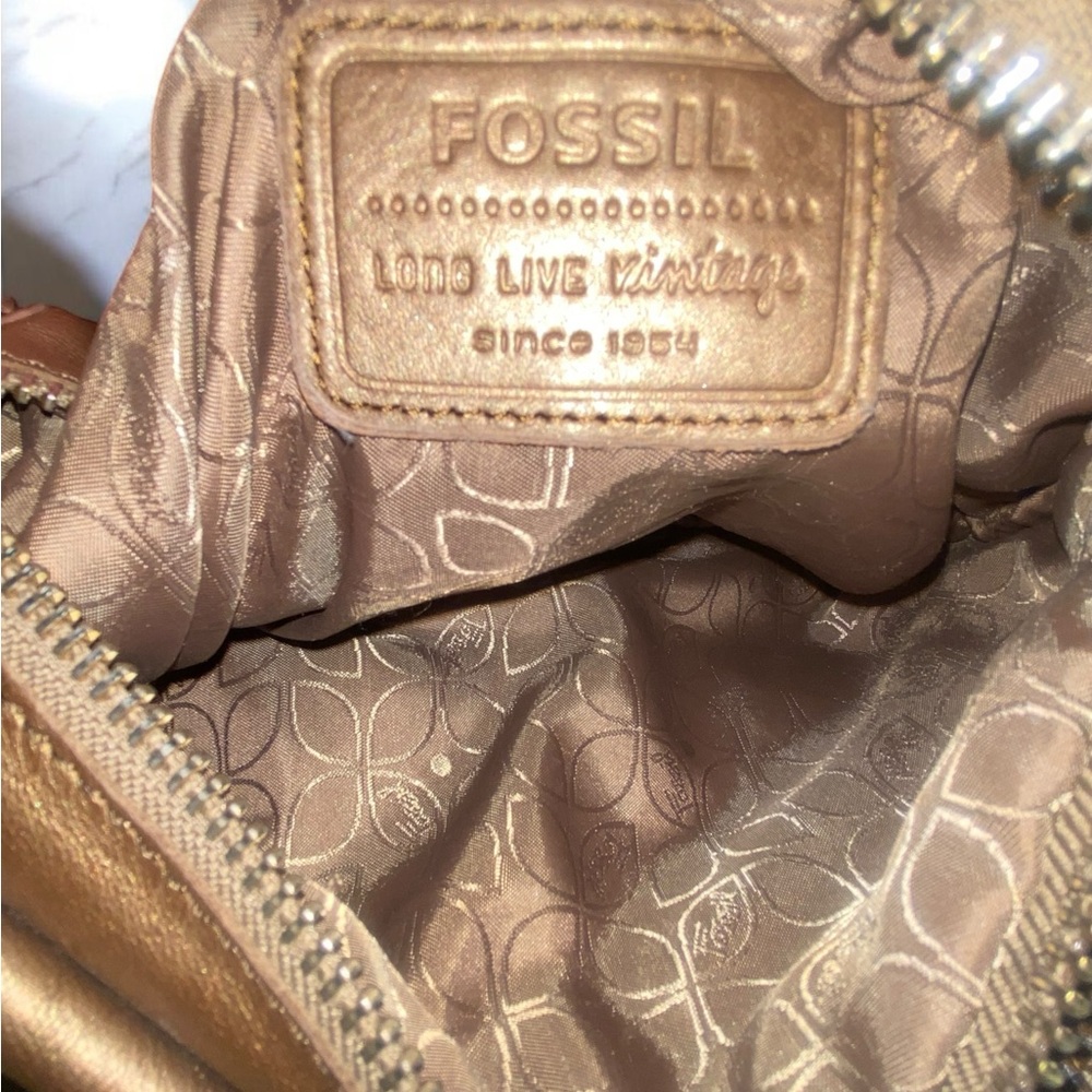 Vintage Fossil Sutter metallic bronze leather crossbody Y2k - Picture 10 of 15